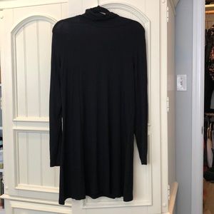 Black Long Sleeve Turtleneck Swing Dress